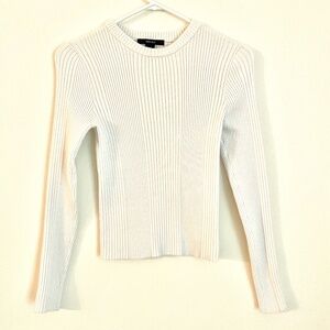 Forever 21 White Soft Sweater Tight Knit Long Sleeve Size Large
